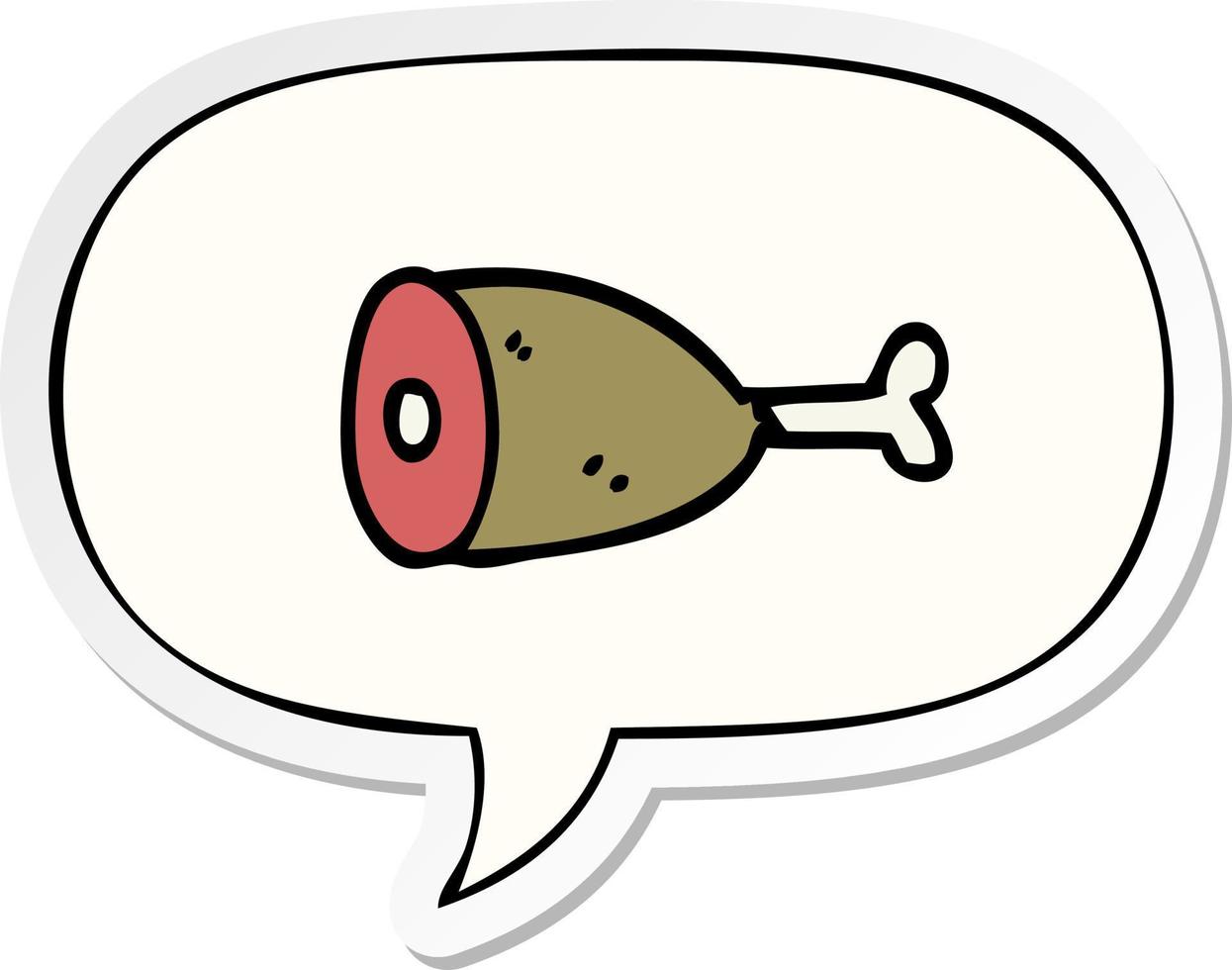 cartoon meat and speech bubble sticker vector