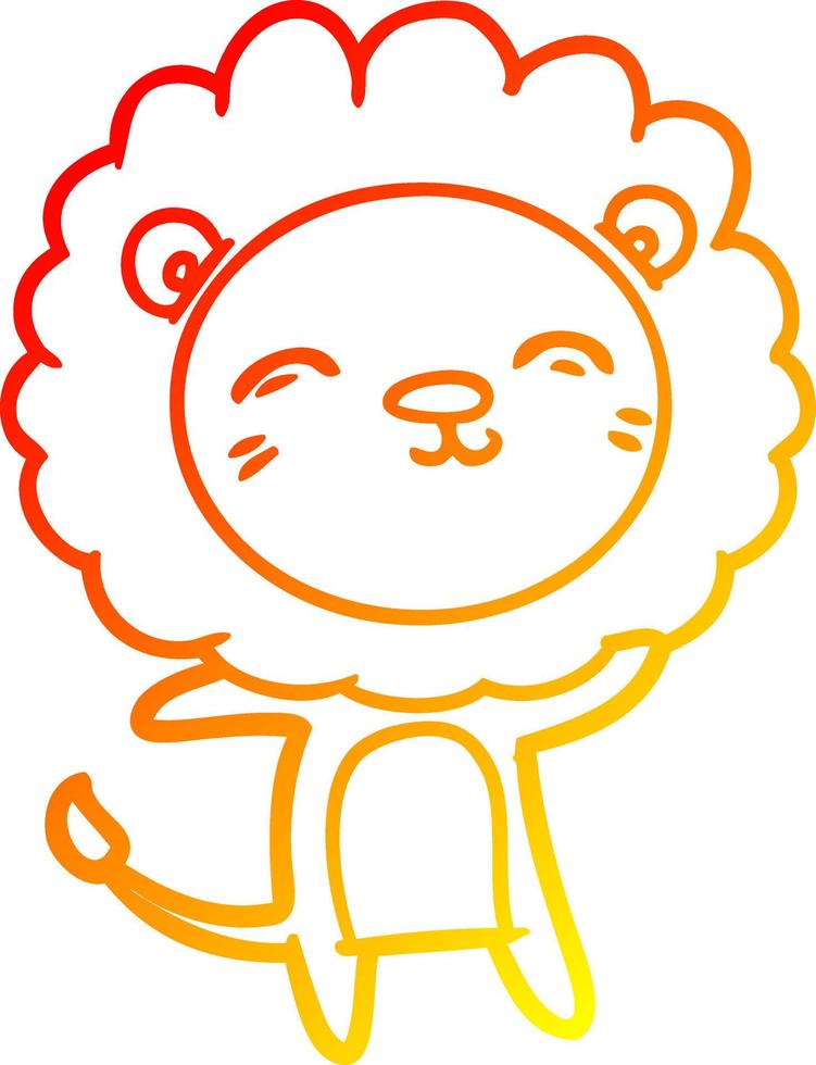 warm gradient line drawing cartoon lion vector