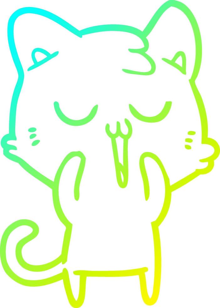 cold gradient line drawing cute cartoon cat vector