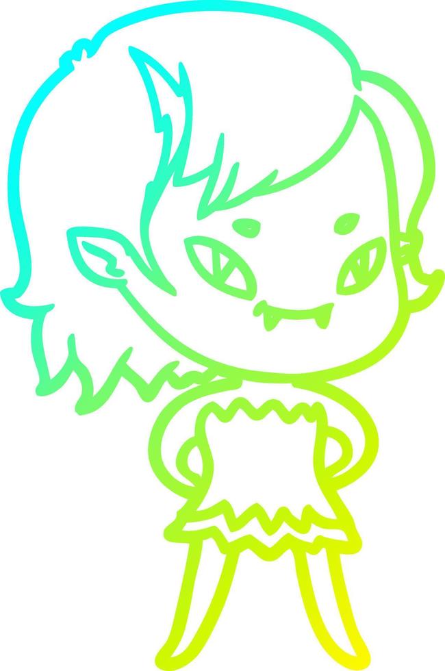 cold gradient line drawing vampire girl in dress vector
