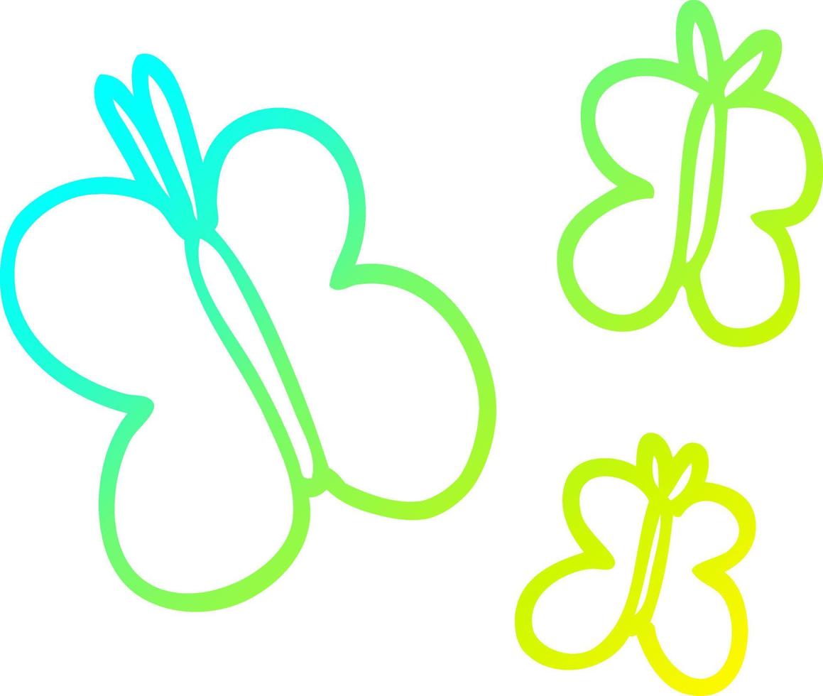 cold gradient line drawing cartoon butterflies vector