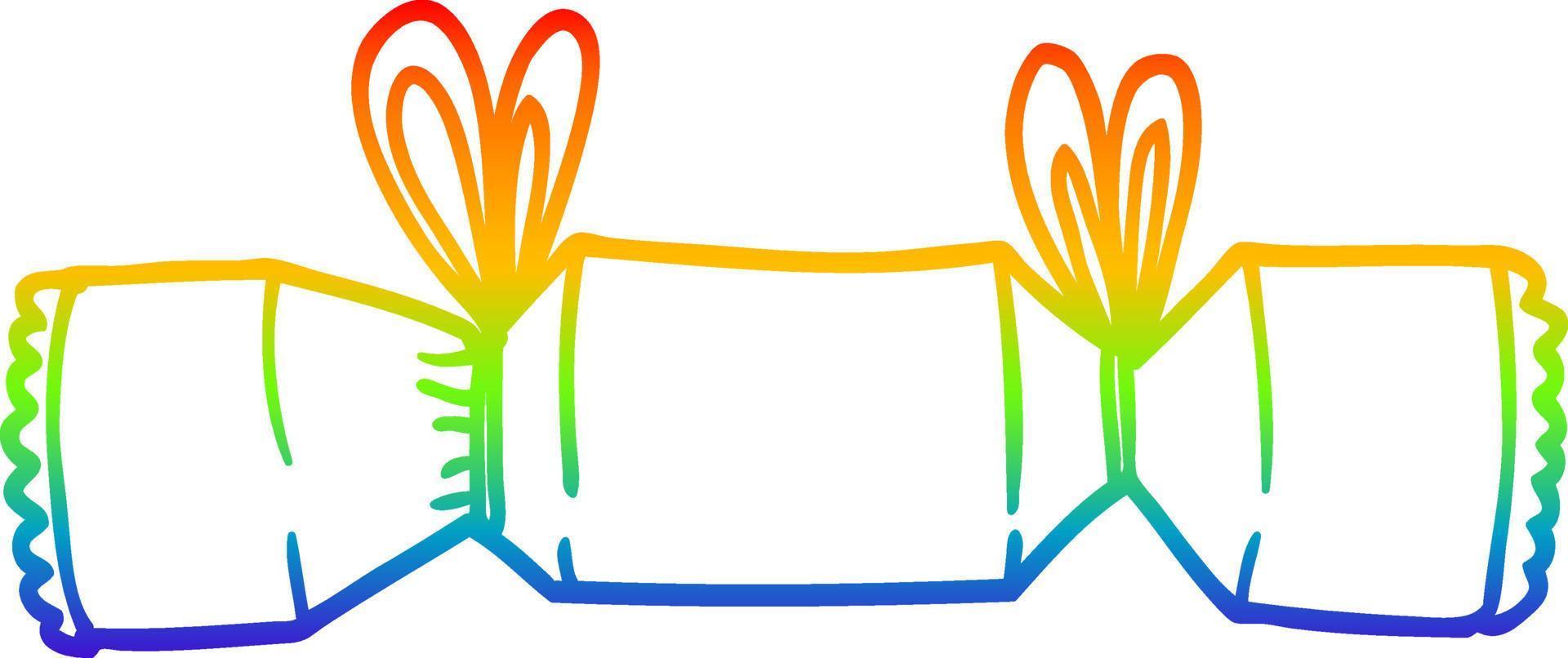 rainbow gradient line drawing cartoon christmas cracker vector
