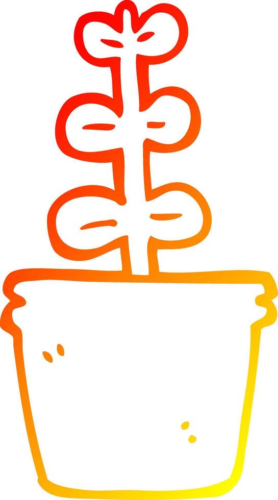 warm gradient line drawing cartoon house plant vector