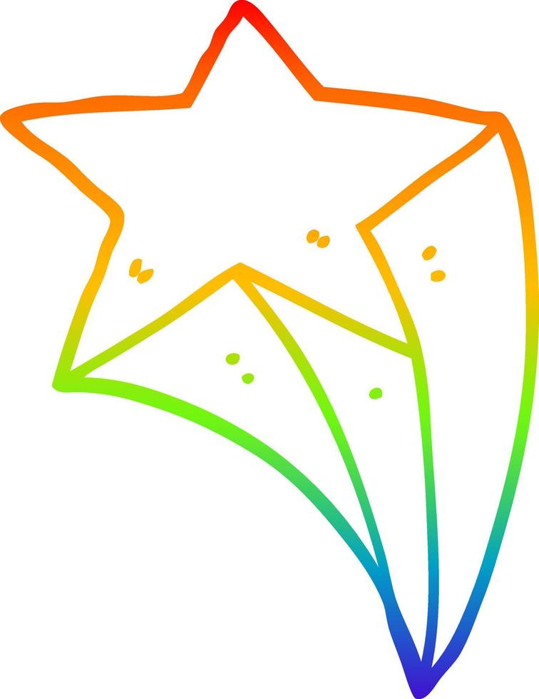 rainbow gradient line drawing cartoon shooting star vector