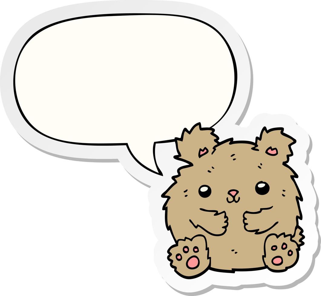 cute cartoon bear and speech bubble sticker vector