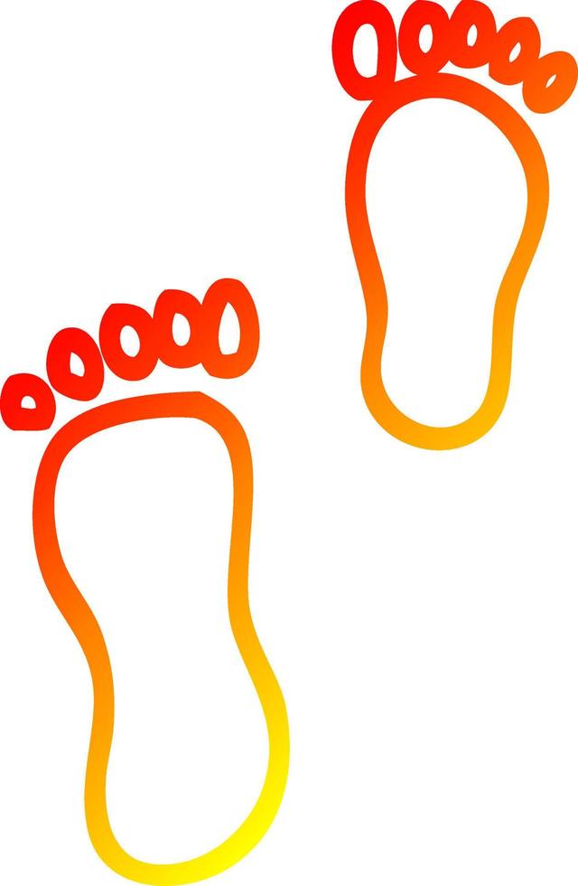 warm gradient line drawing cartoon foot prints vector