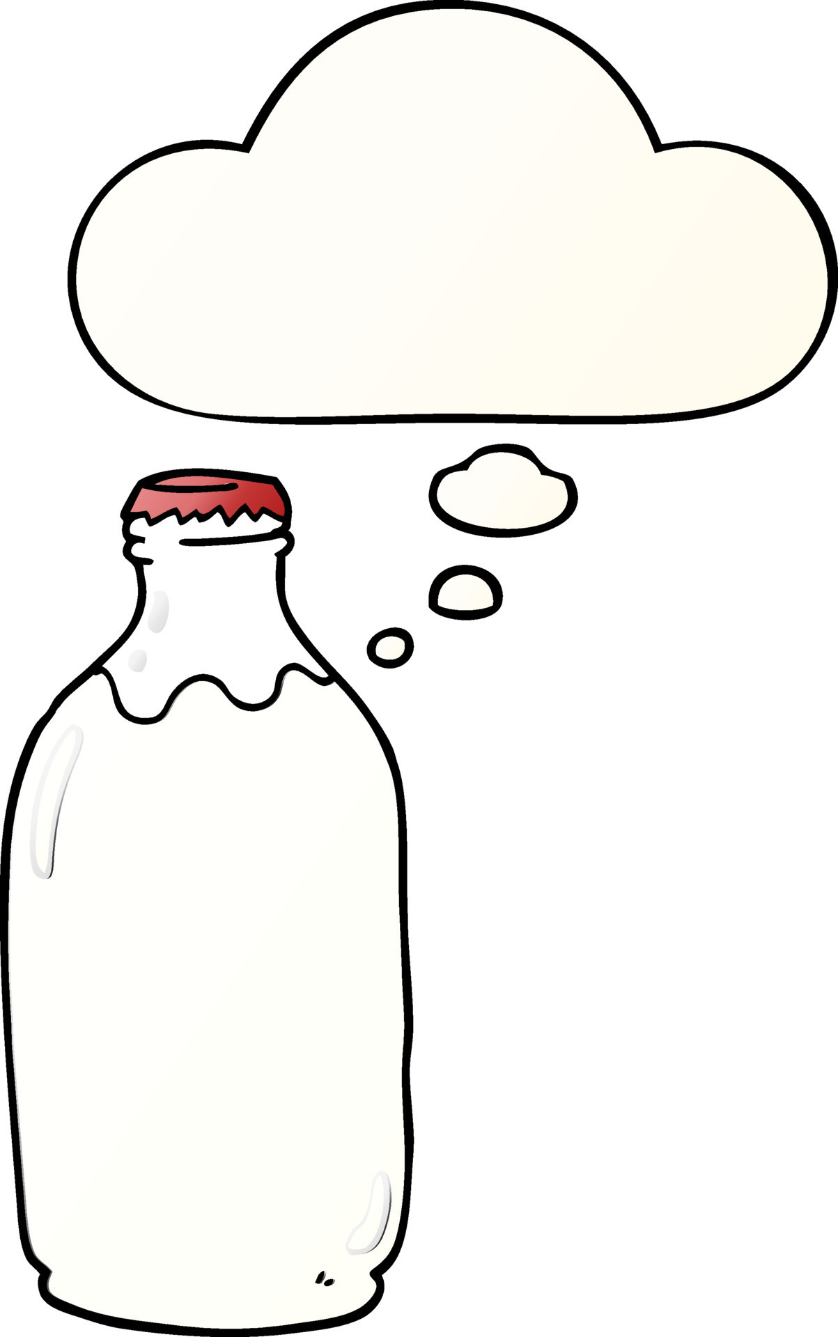 cartoon milk bottle and thought bubble in smooth gradient style 10614437 Vector Art at Vecteezy cartoon milk bottle and thought bubble in smooth gradient style 10614437 Vector Art at Vecteezy