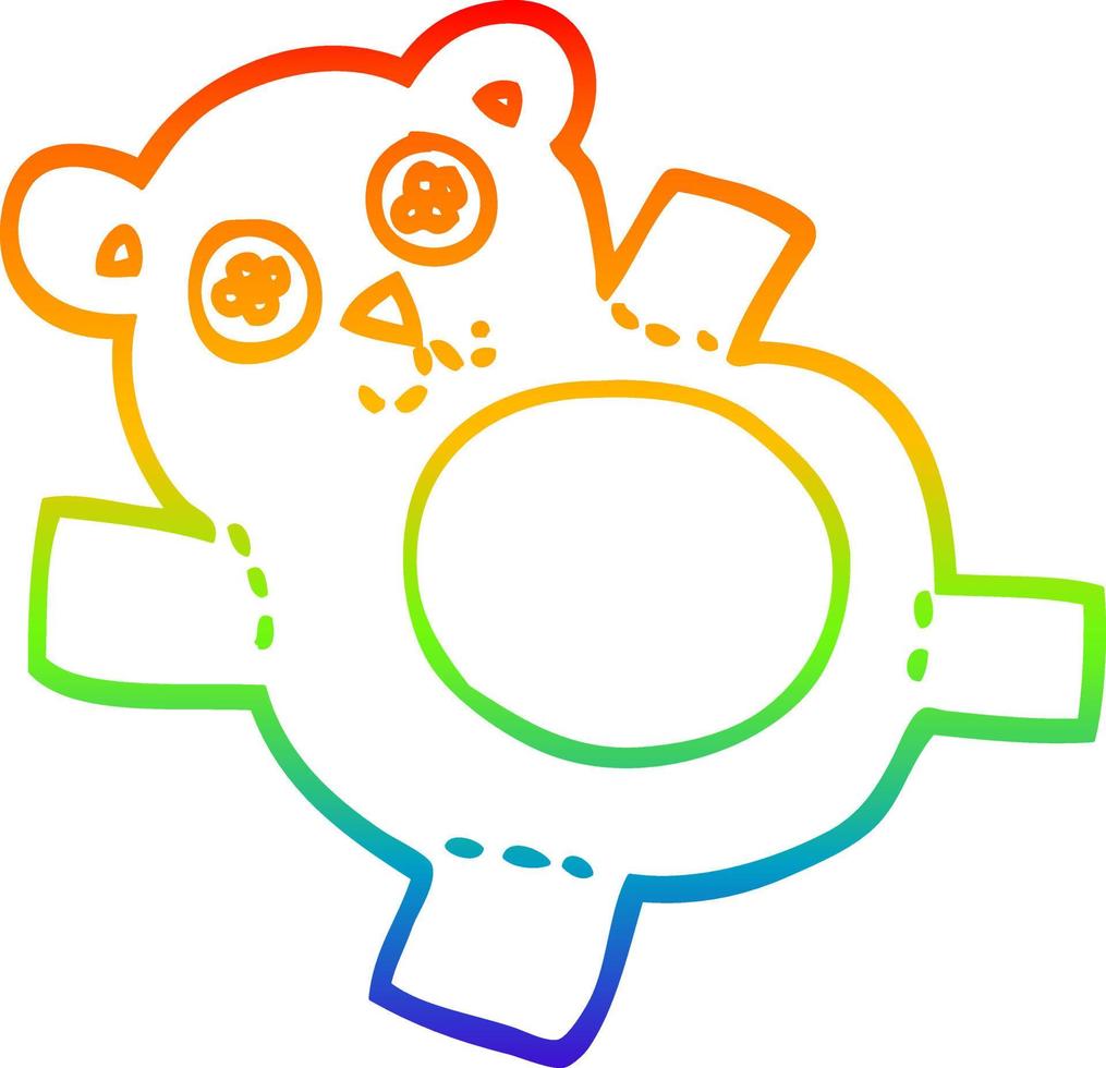 rainbow gradient line drawing cartoon teddy bear vector