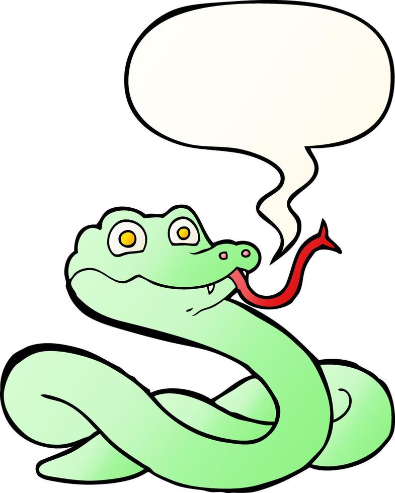 cartoon snake and speech bubble in smooth gradient style vector