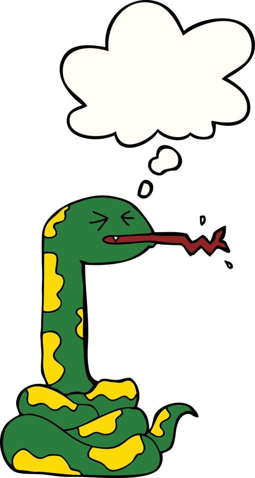 cartoon hissing snake and thought bubble vector