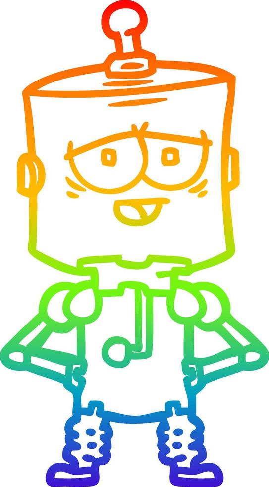 rainbow gradient line drawing cartoon robot vector