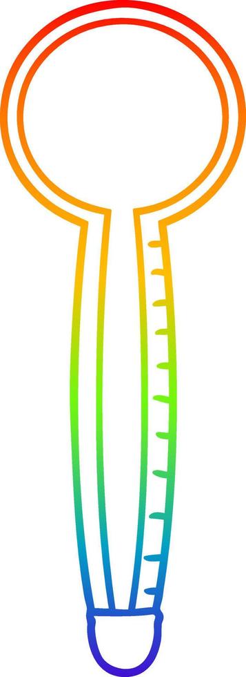 rainbow gradient line drawing cartoon thermometer vector