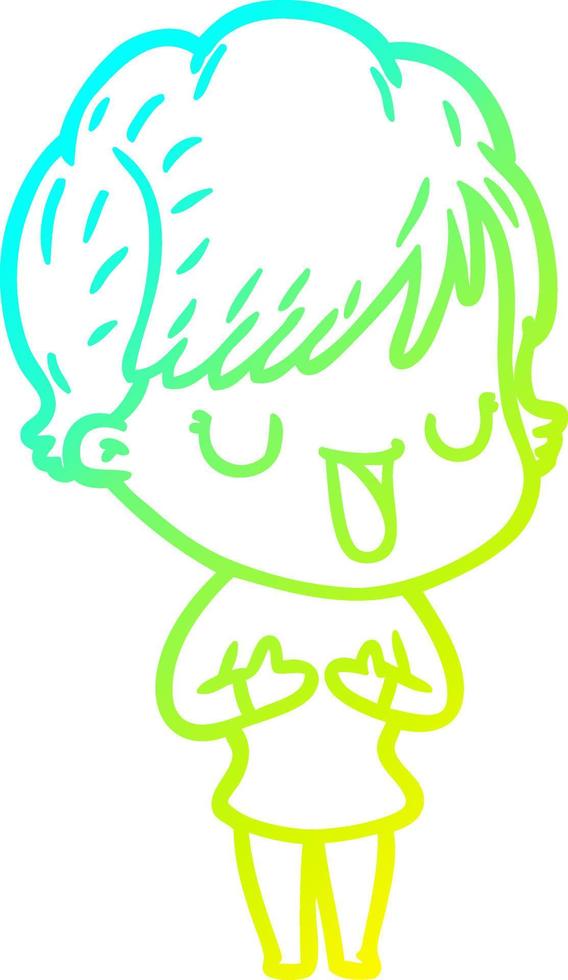 cold gradient line drawing cartoon woman talking vector