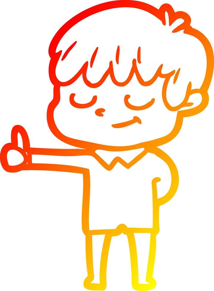 warm gradient line drawing cartoon happy boy vector