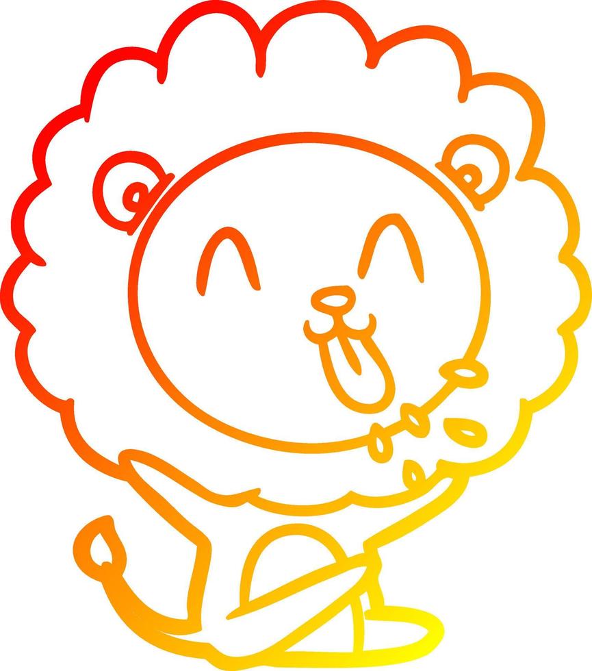 warm gradient line drawing happy cartoon lion vector