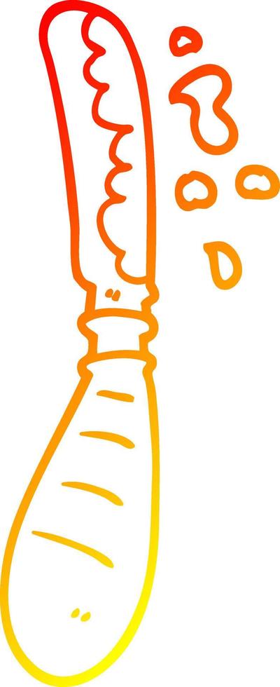 warm gradient line drawing cartoon jam spreading knife vector