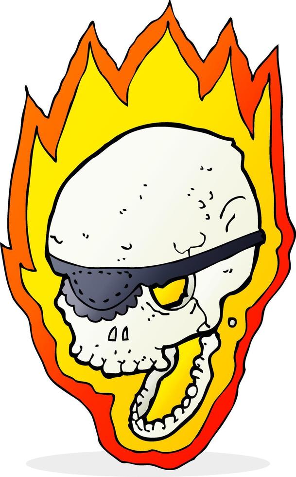 cartoon flaming pirate skull vector