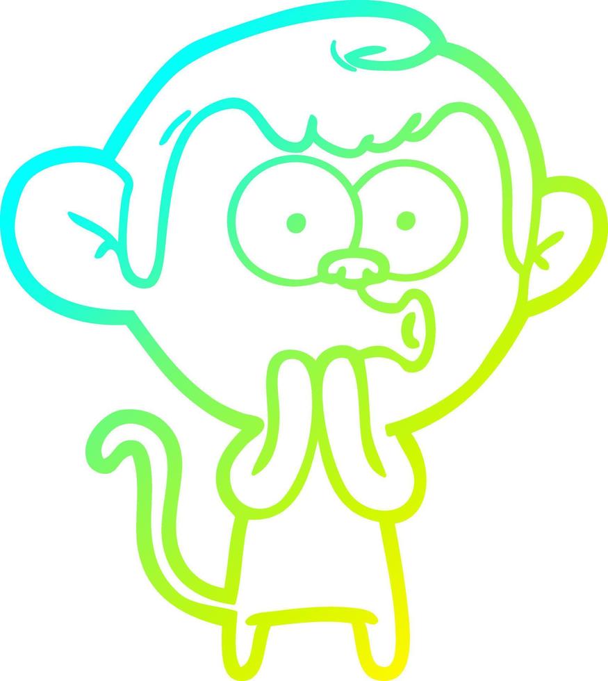 cold gradient line drawing cartoon hooting monkey vector