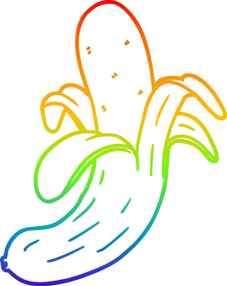 rainbow gradient line drawing cartoon banana vector