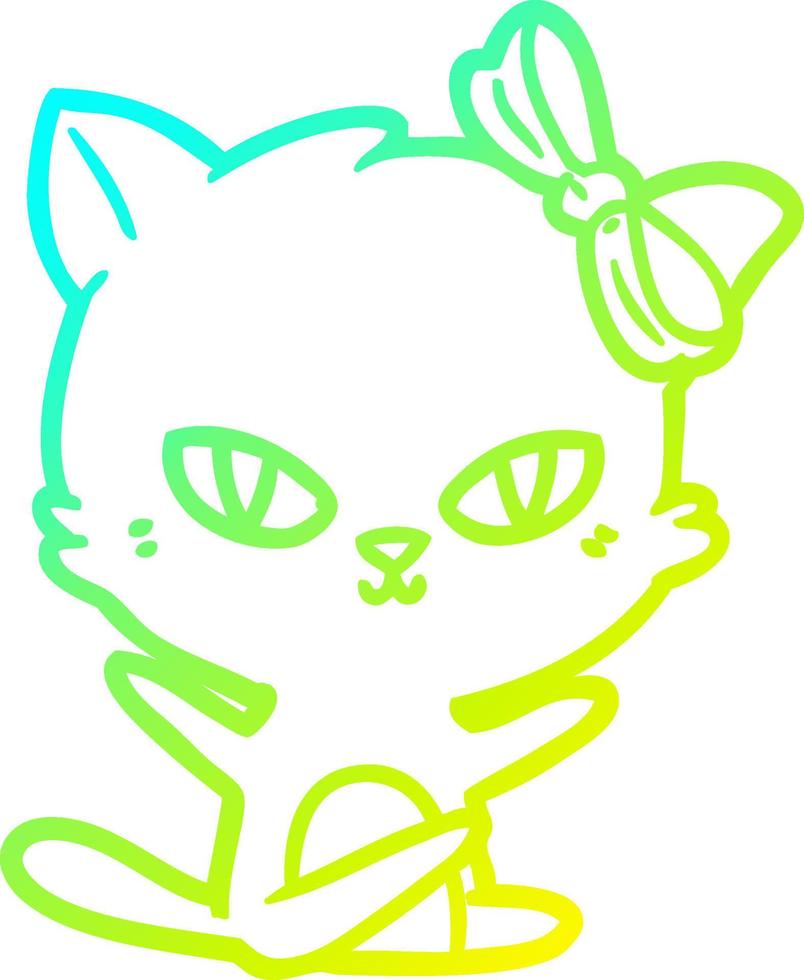 cold gradient line drawing cute cartoon cat vector