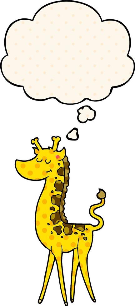 cartoon giraffe and thought bubble in comic book style vector