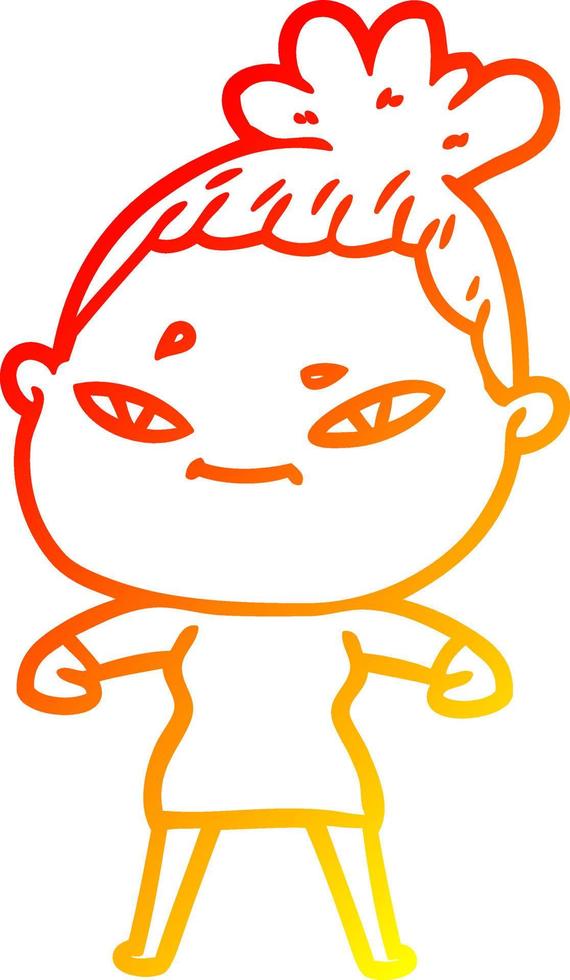 warm gradient line drawing cartoon woman vector