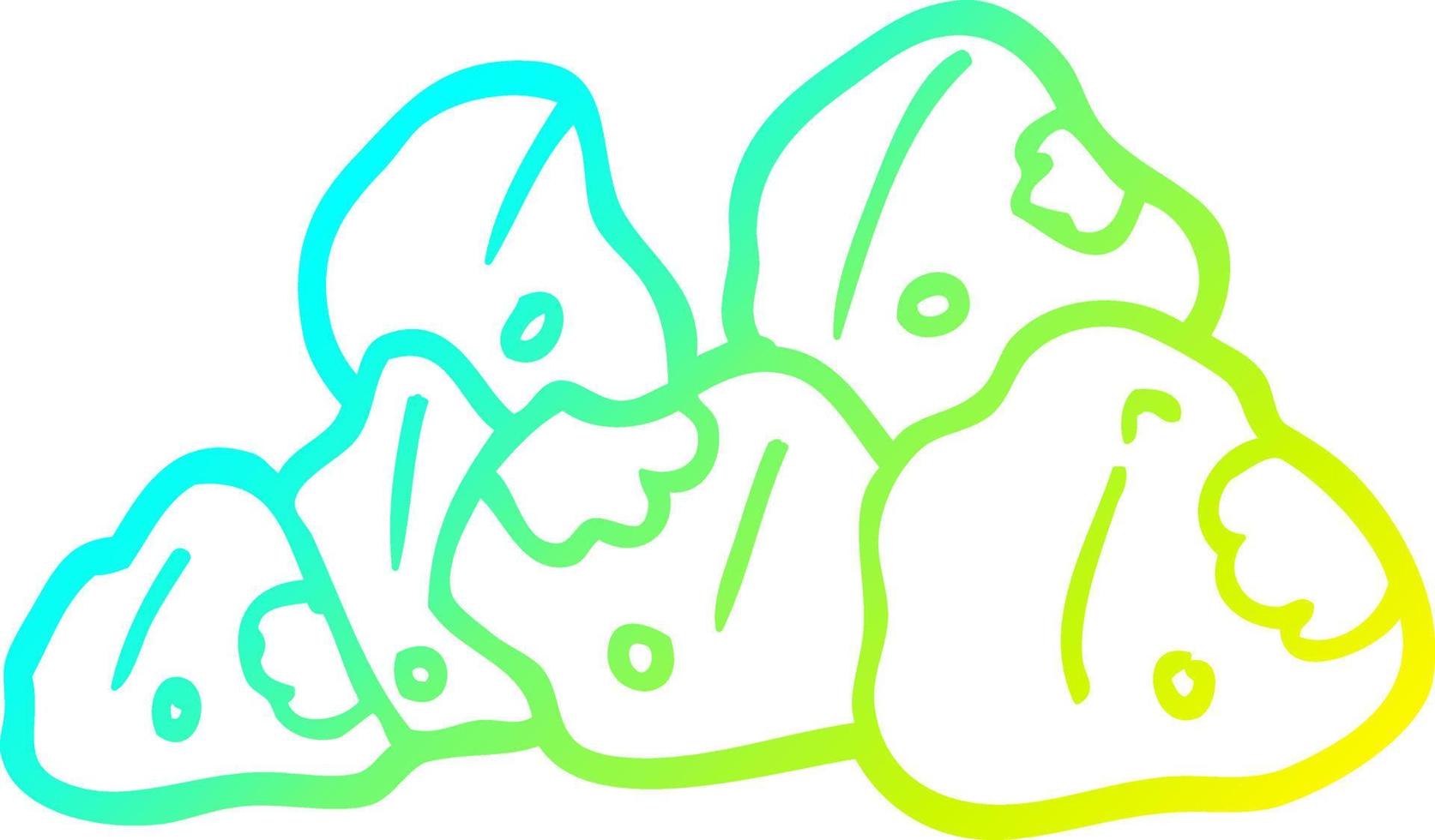 cold gradient line drawing cartoon gold clusters vector