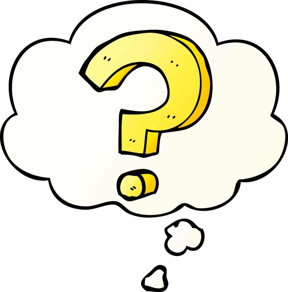 cartoon question mark and thought bubble in smooth gradient style vector