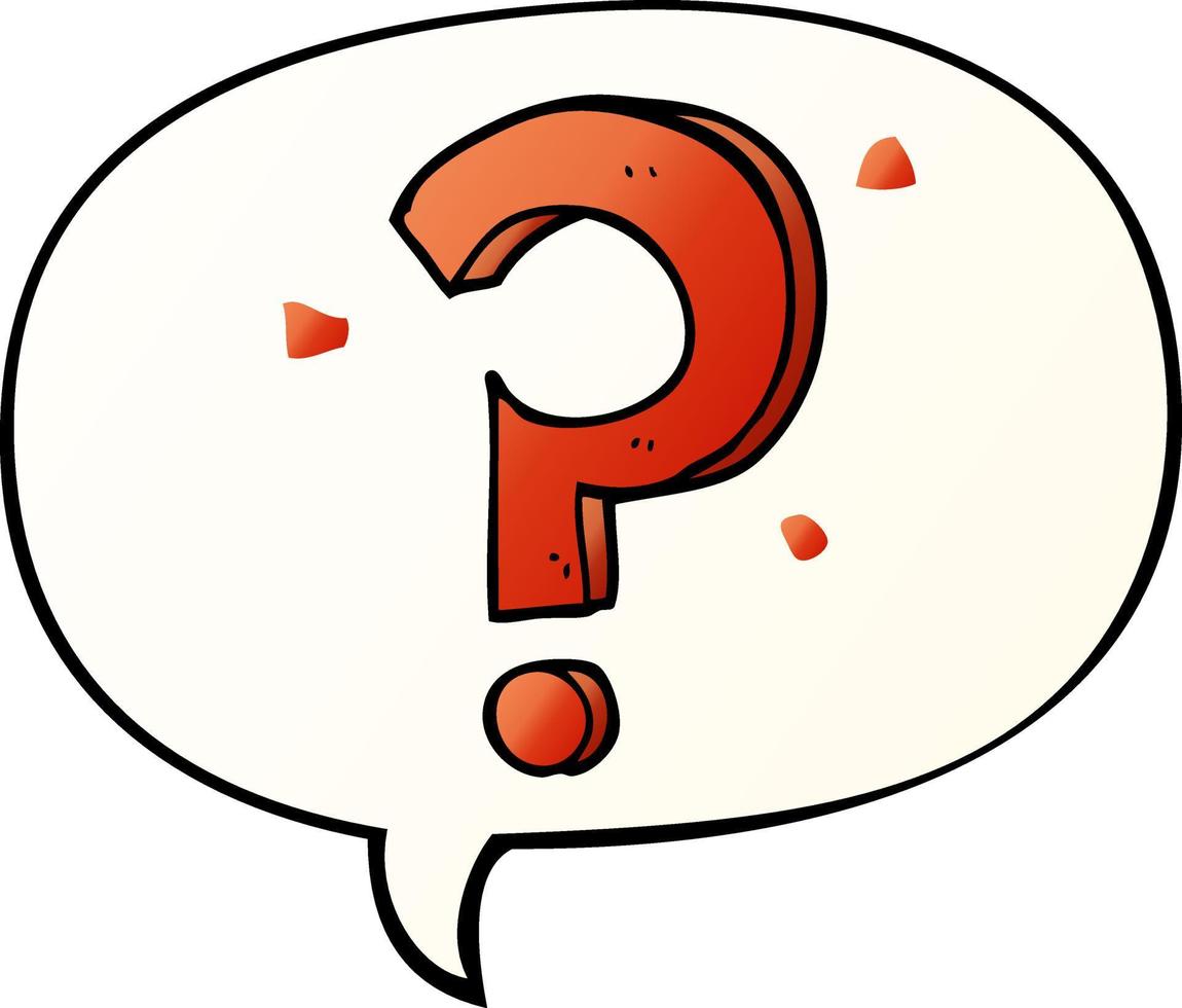 cartoon question mark and speech bubble in smooth gradient style vector