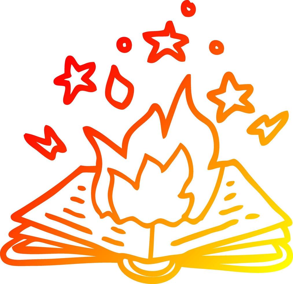 warm gradient line drawing cartoon spell book vector