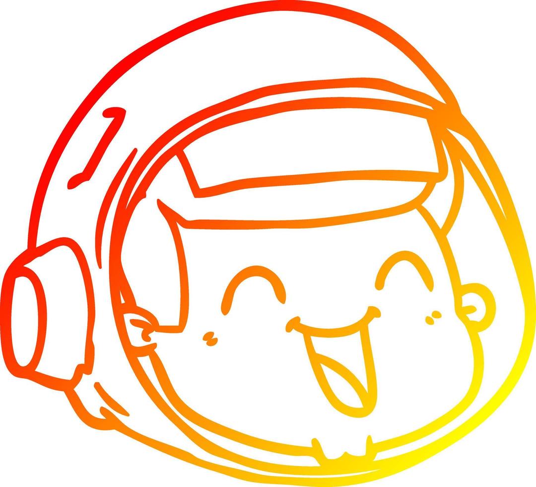 warm gradient line drawing cartoon happy astronaut face vector