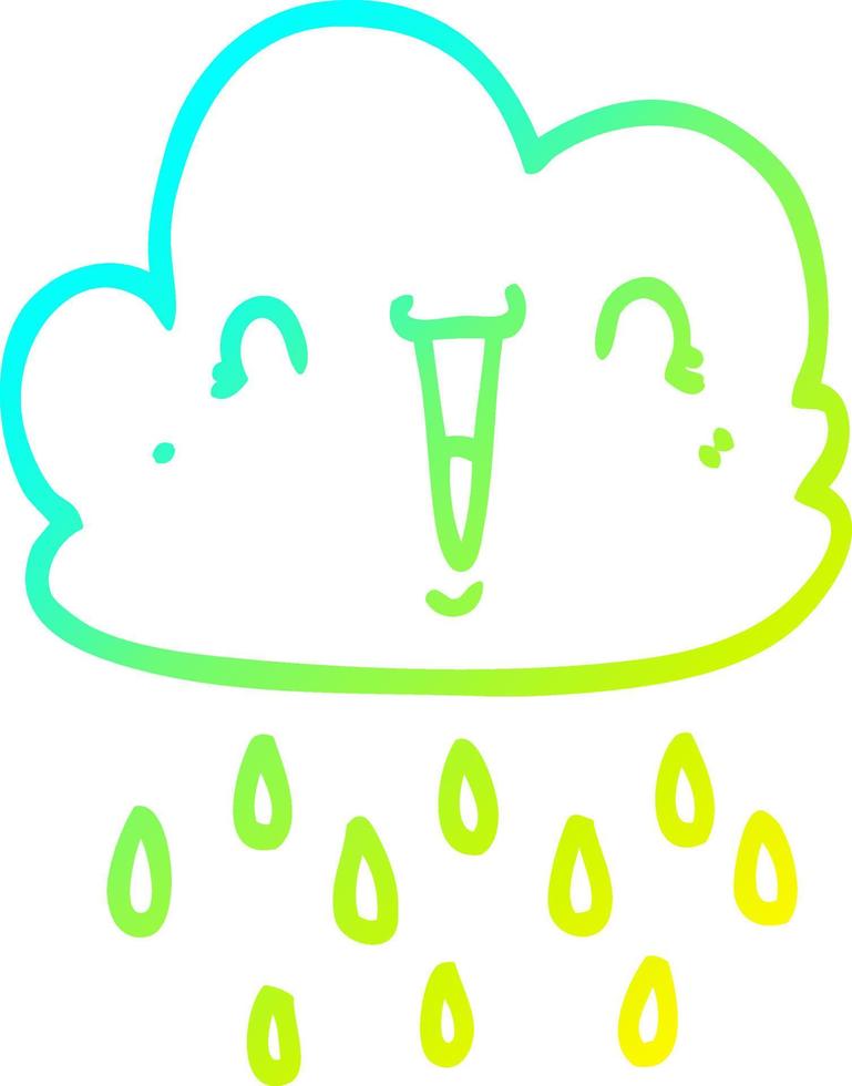 cold gradient line drawing cartoon storm cloud vector