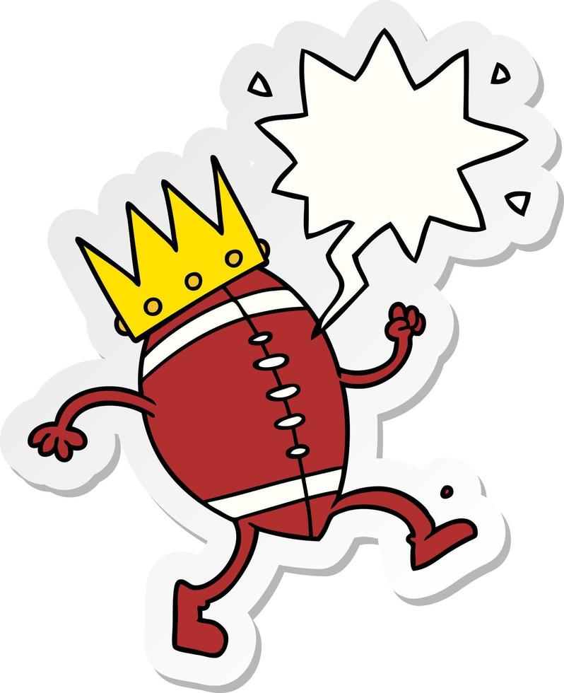 football and crown cartoon and speech bubble sticker vector