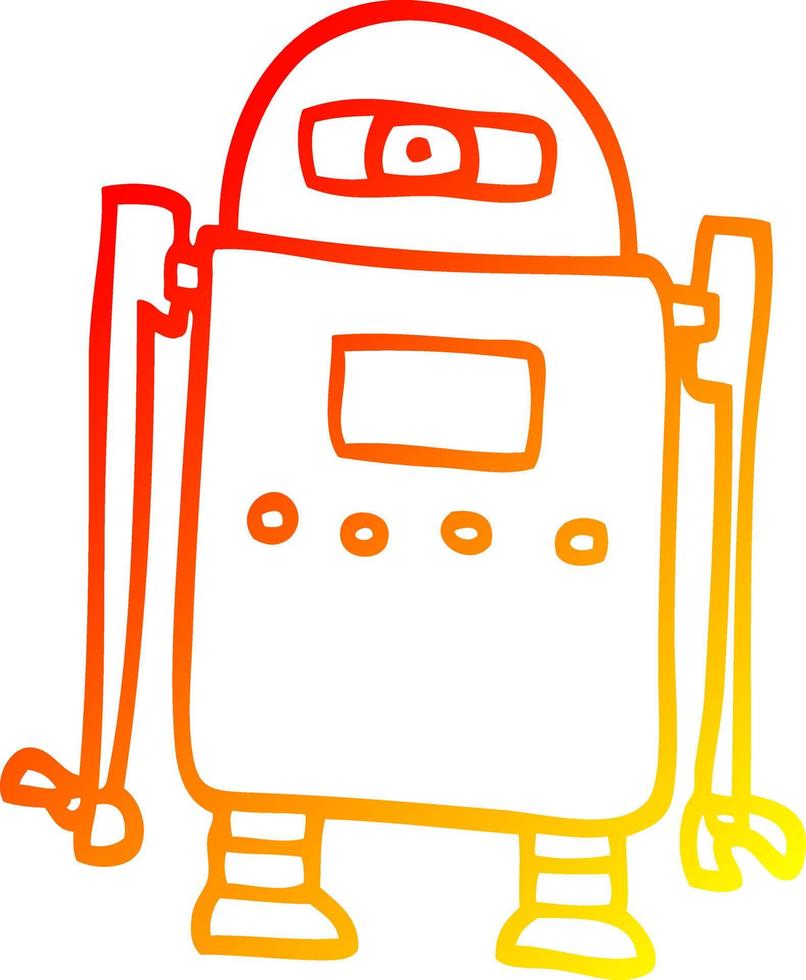 warm gradient line drawing cartoon robot vector