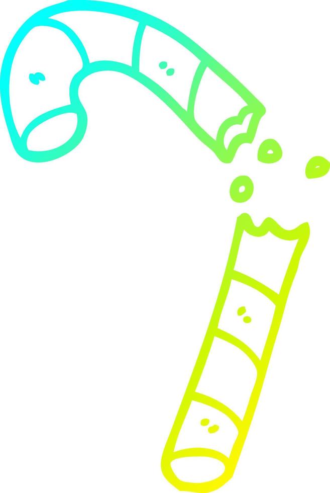 cold gradient line drawing cartoon xmas candy cane vector