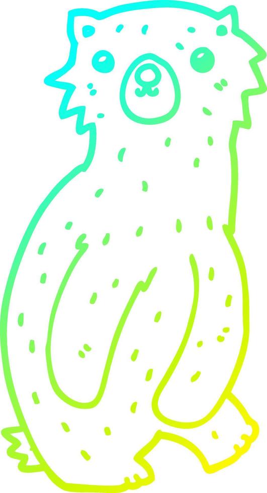 cold gradient line drawing cartoon bear vector