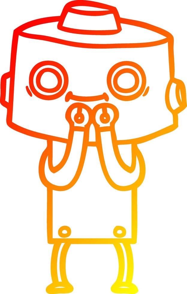 warm gradient line drawing cartoon robot vector