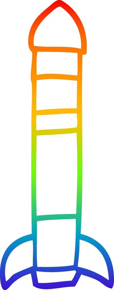 rainbow gradient line drawing cartoon tall rocket vector