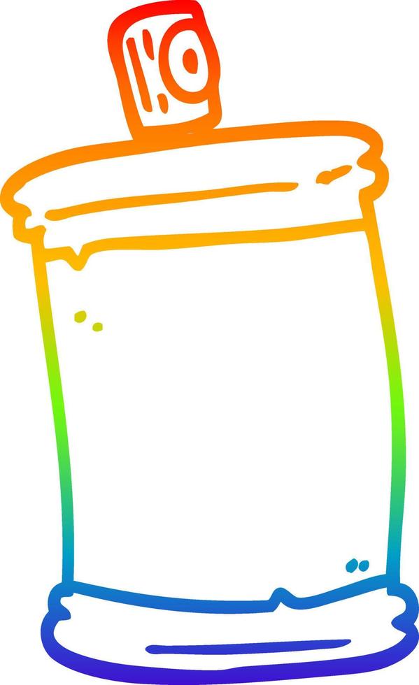 rainbow gradient line drawing cartoon spray can vector