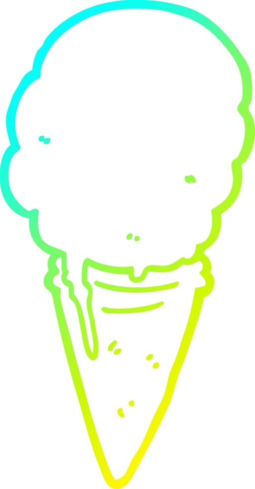 cold gradient line drawing cartoon ice cream vector