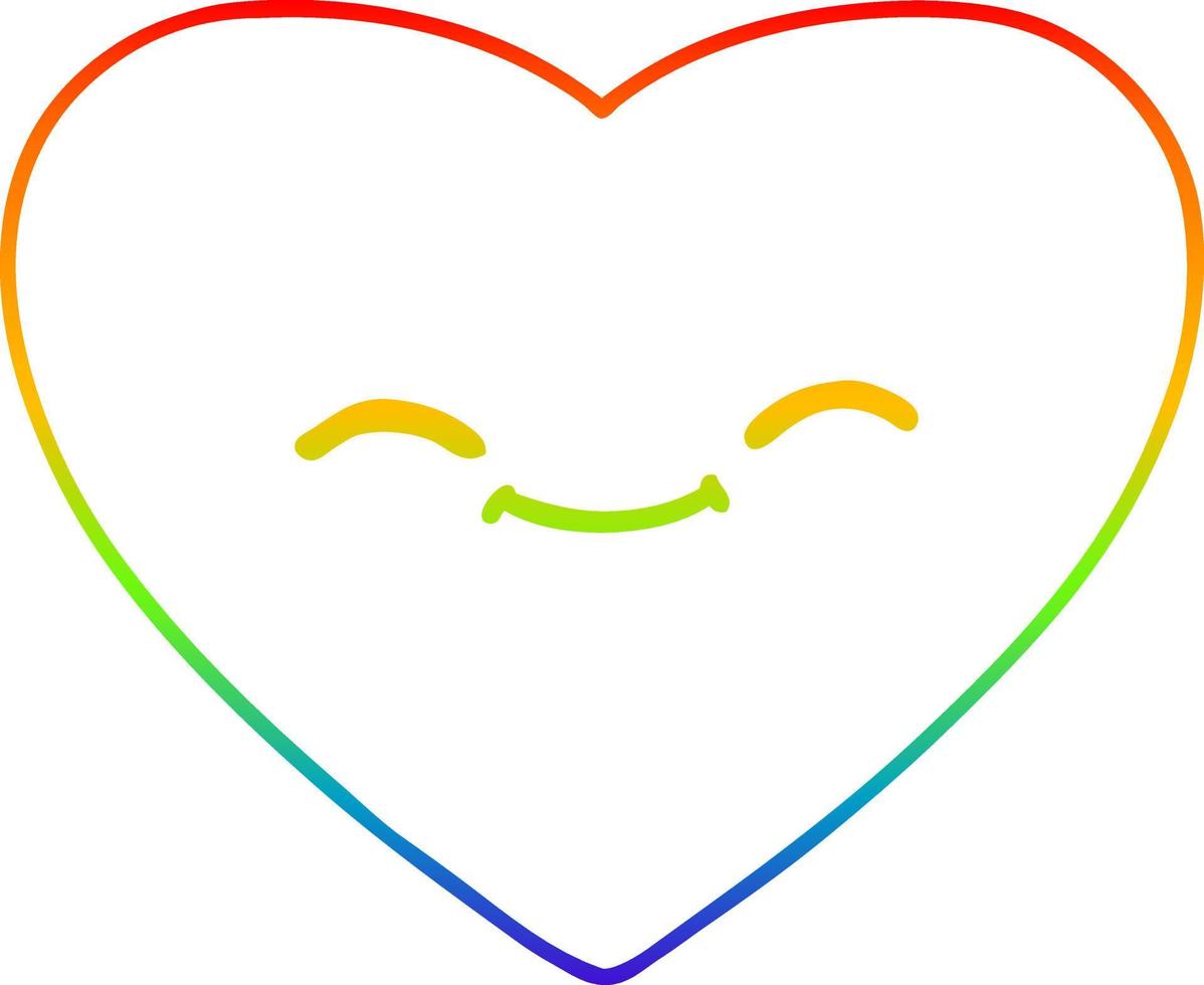 rainbow gradient line drawing cartoon happy love heart vector