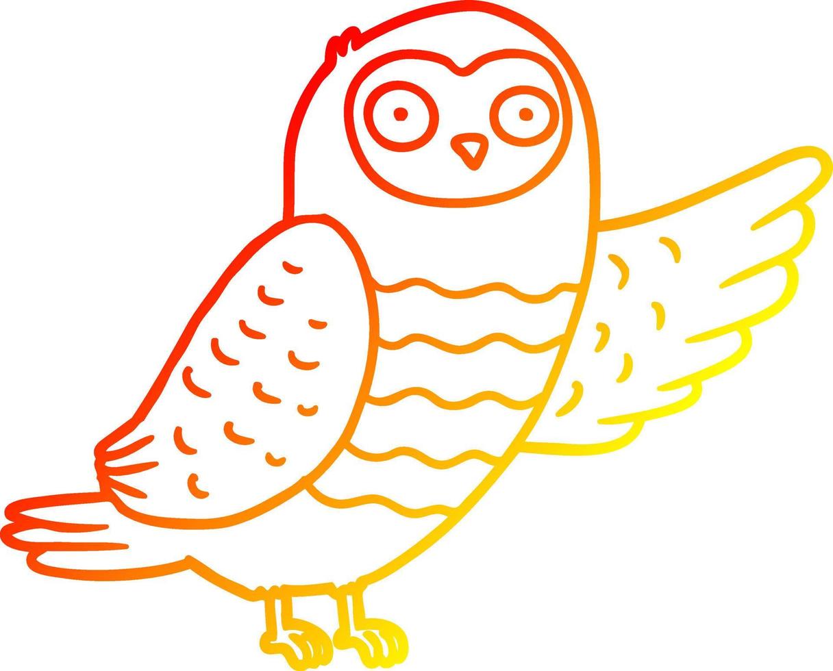 warm gradient line drawing cartoon owl pointing vector