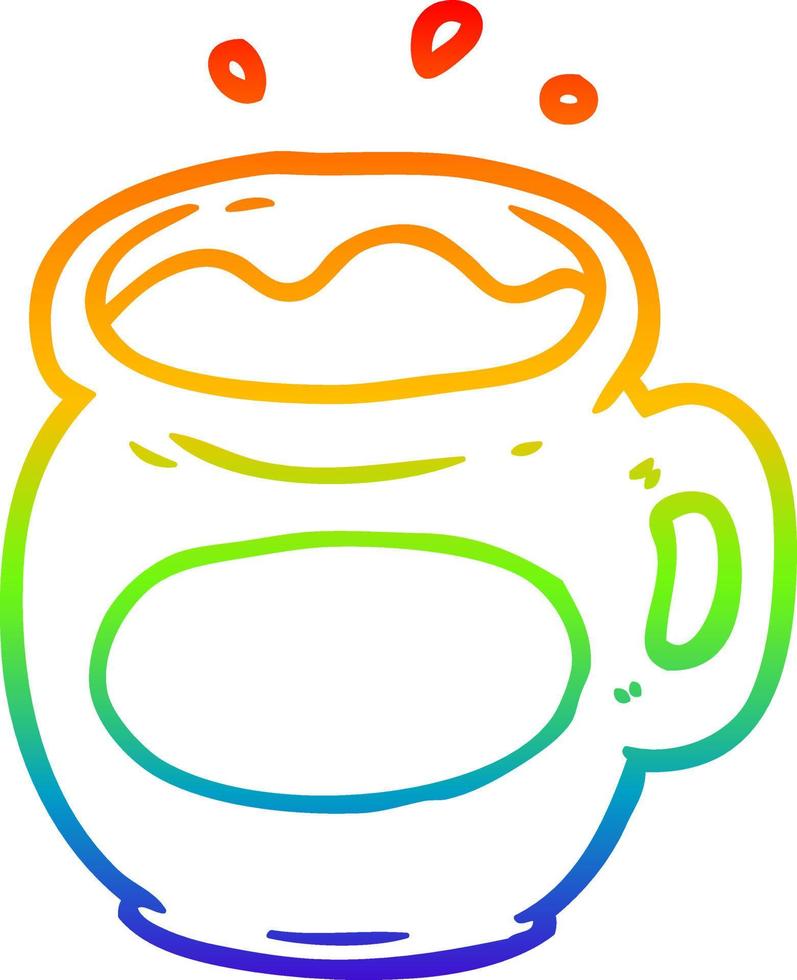 rainbow gradient line drawing mug of coffee vector