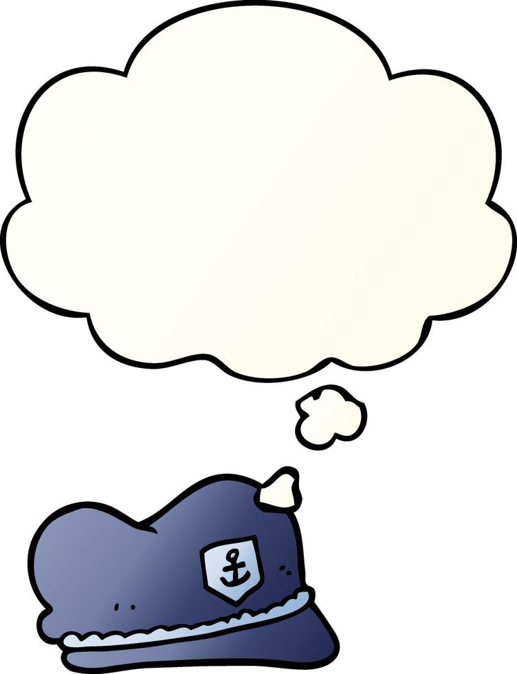 cartoon sailor hat and thought bubble in smooth gradient style vector