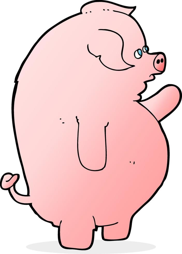 cartoon fat pig vector