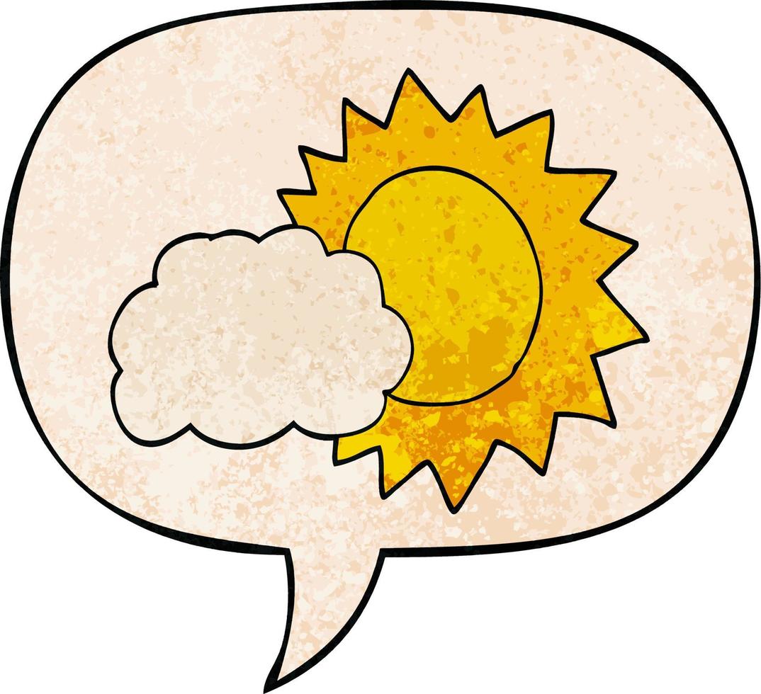 cartoon weather and speech bubble in retro texture style vector