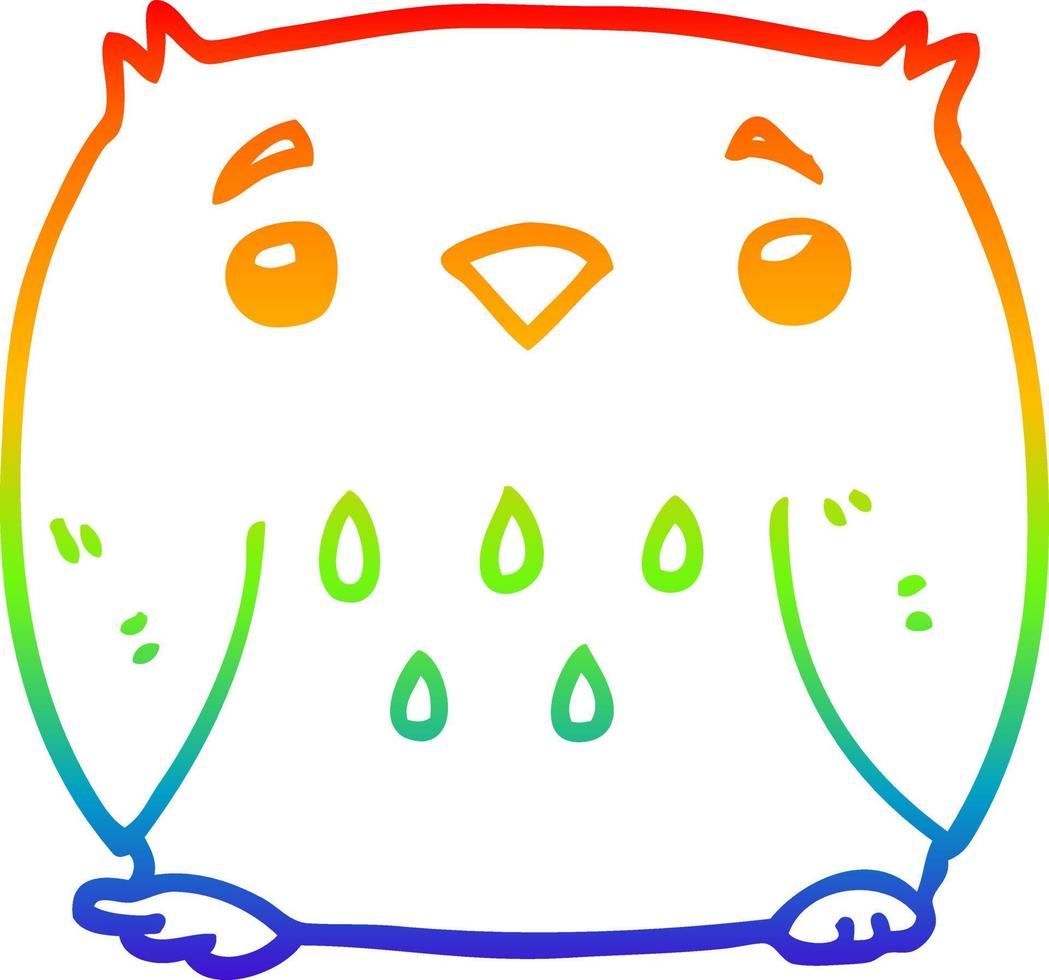 rainbow gradient line drawing cartoon owl vector