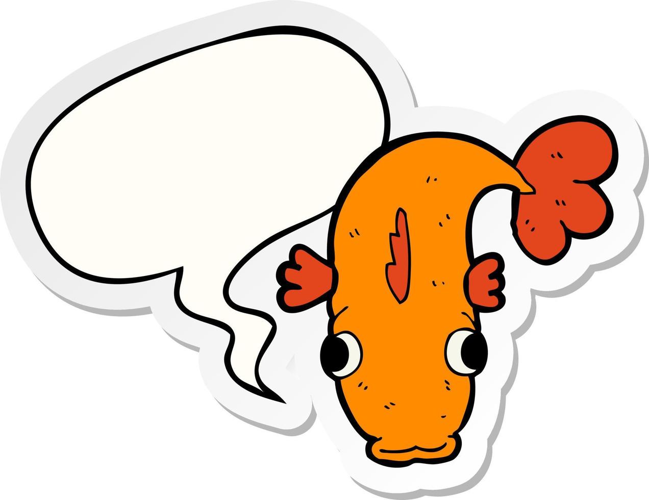 cartoon fish and speech bubble sticker vector