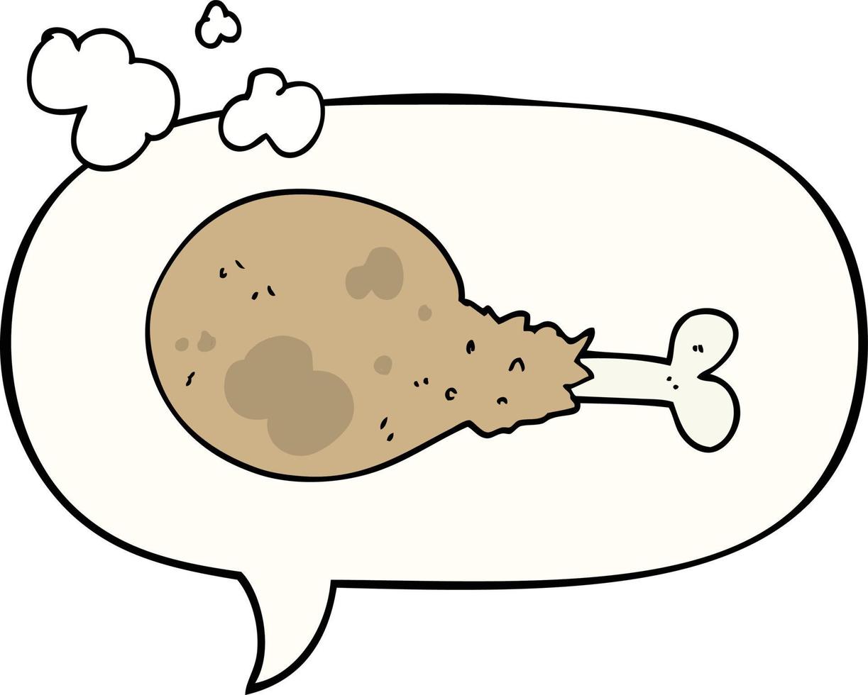 cartoon cooked chicken leg and speech bubble vector