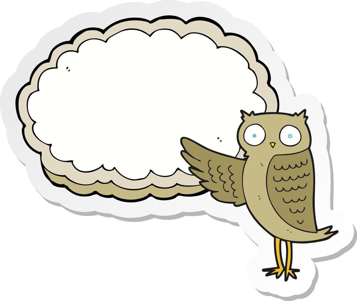 sticker of a cartoon owl pointing vector